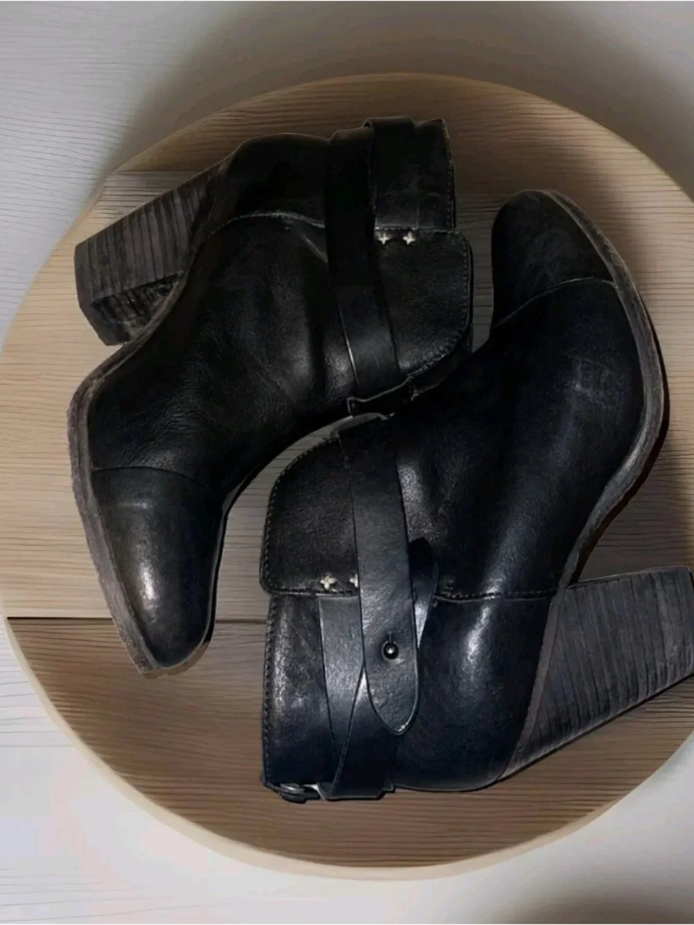 Rag & Bone Size Harrow Ankle Booties Black Strap,Block Heel Size 38.5